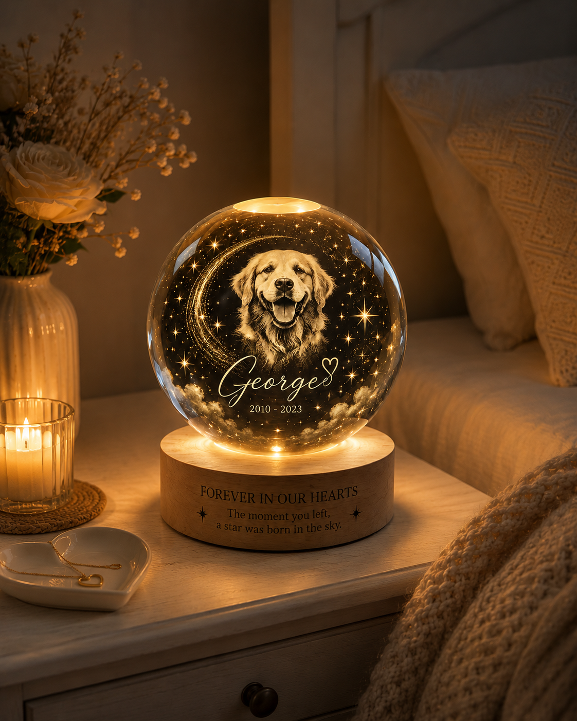 Personalized Pet Portrait Crystal Ball Night Light