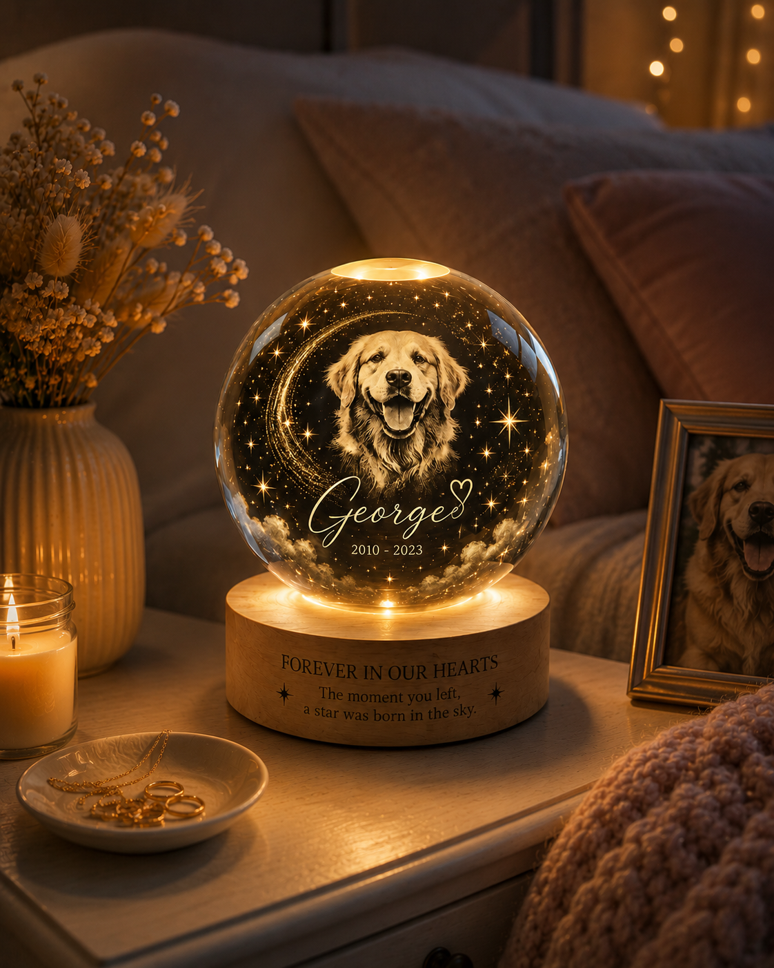 Personalized Pet Portrait Crystal Ball Night Light