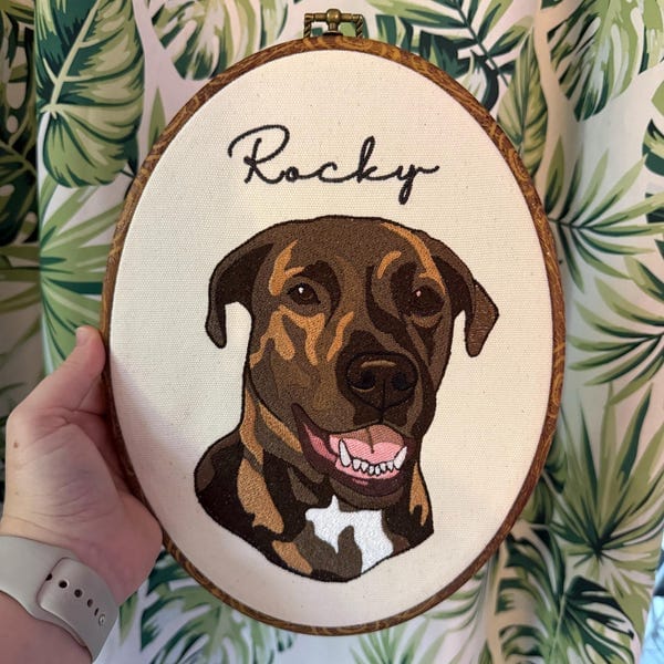 Personalized Pet Portrait Embroidery Hoop Art