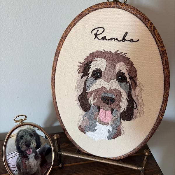 Personalized Pet Portrait Embroidery Hoop Art