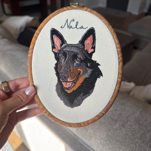 Personalized Pet Portrait Embroidery Hoop Art