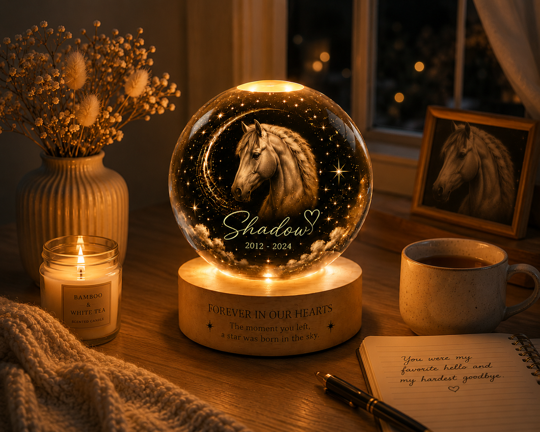 Personalized Horse Portrait Crystal Ball Night Light