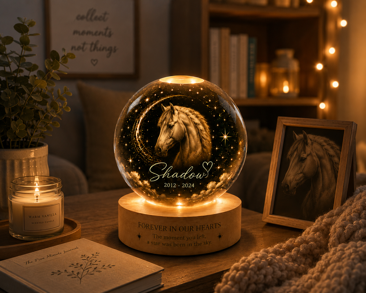 Personalized Horse Portrait Crystal Ball Night Light