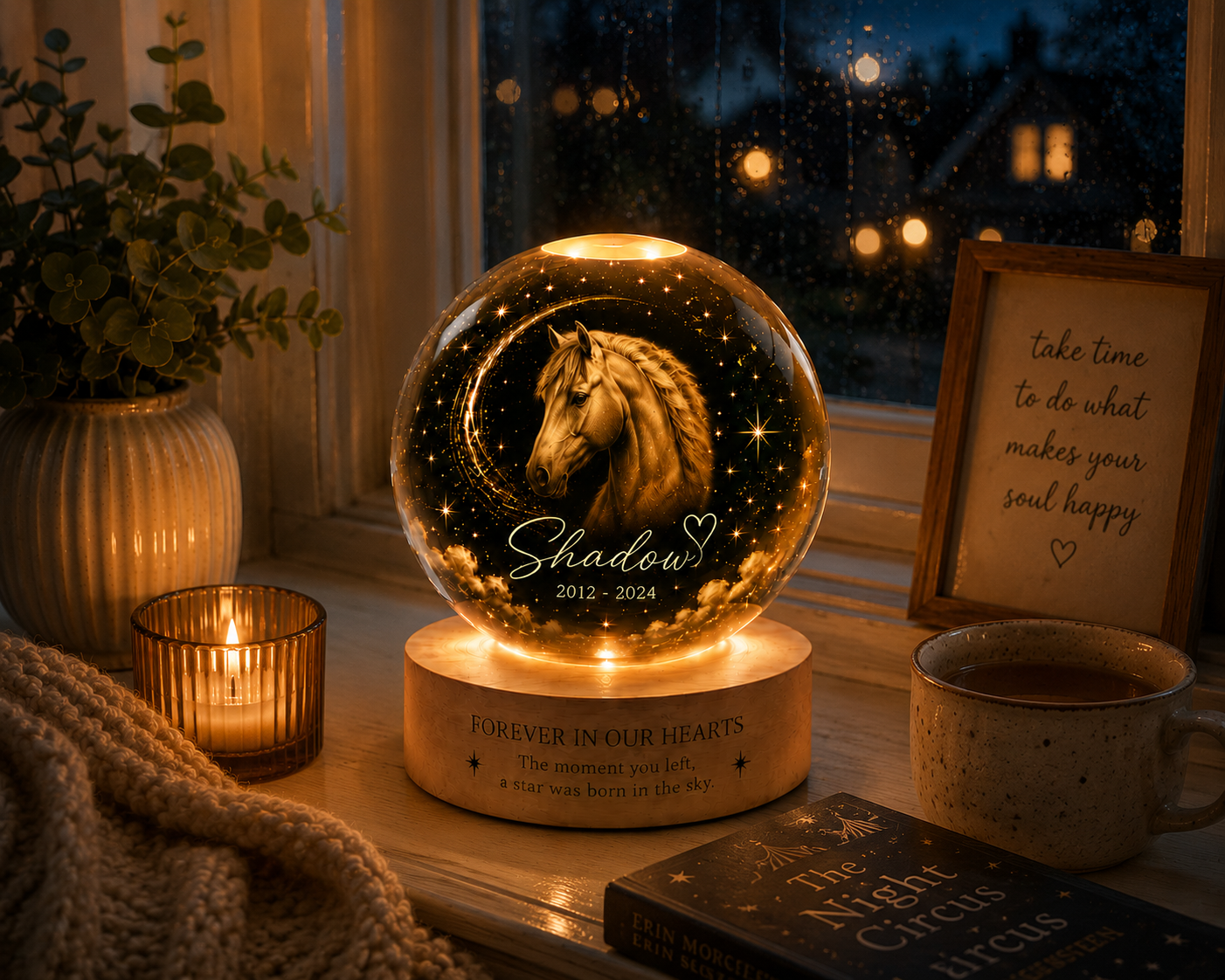 Personalized Horse Portrait Crystal Ball Night Light