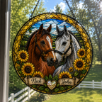 Custom Multiple Horses Stained Glass Suncatcher