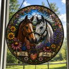 Custom Multiple Horses Stained Glass Suncatcher