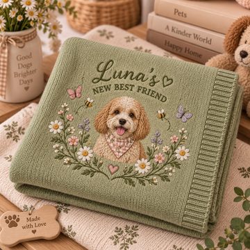 New Best Friend Embroidered Pet Pregnancy Baby Blanket