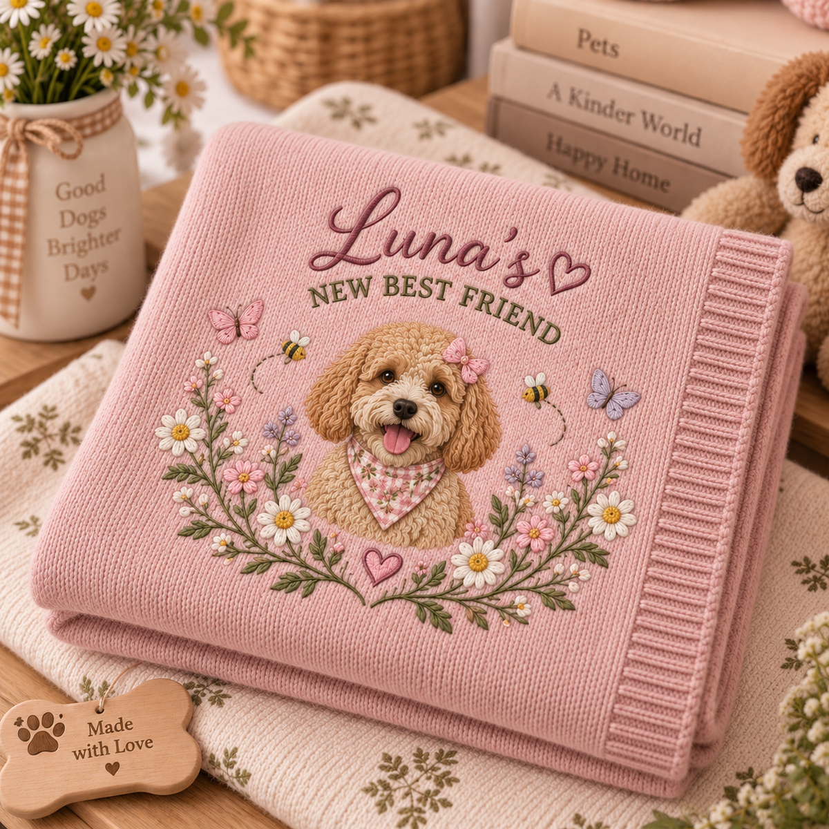 New Best Friend Embroidered Pet Pregnancy Baby Blanket
