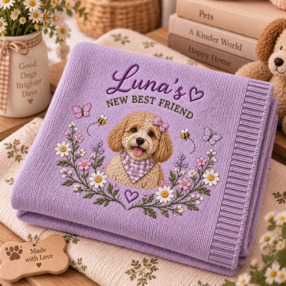 New Best Friend Embroidered Pet Pregnancy Baby Blanket