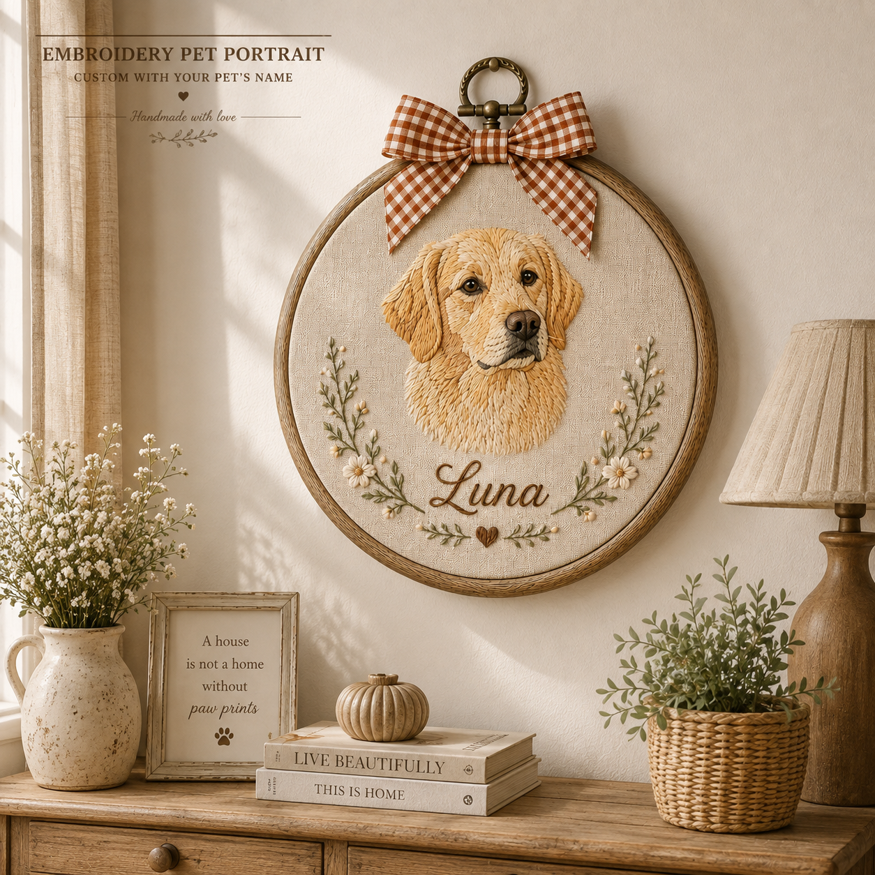 Embroidered Custom Pet Photo Home Decor