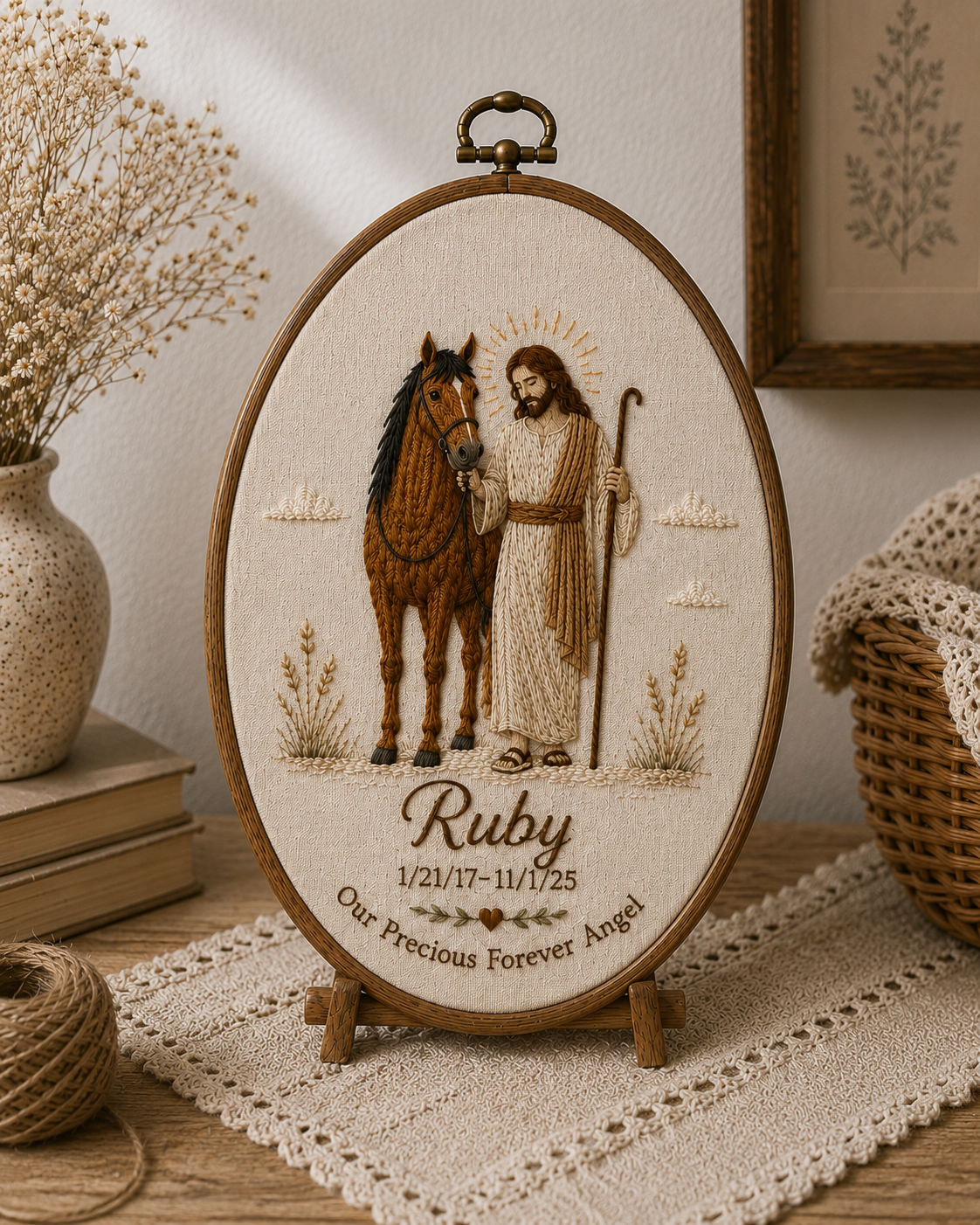 Christian pet memorial embroidery Hoop