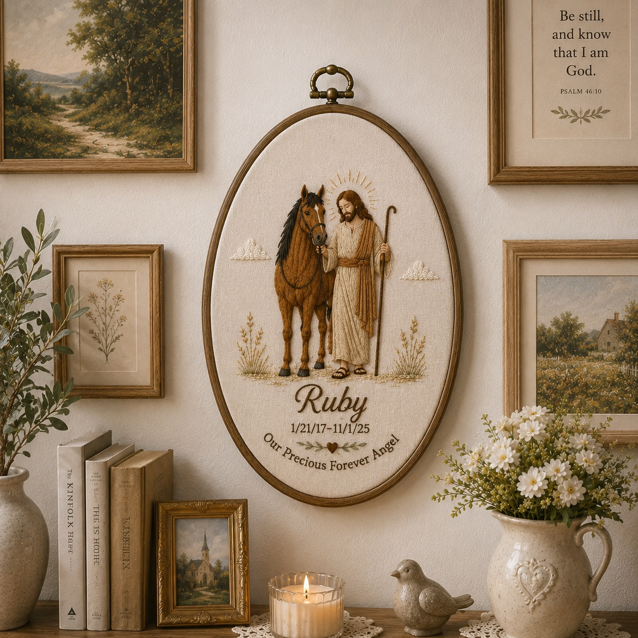 Christian pet memorial embroidery Hoop