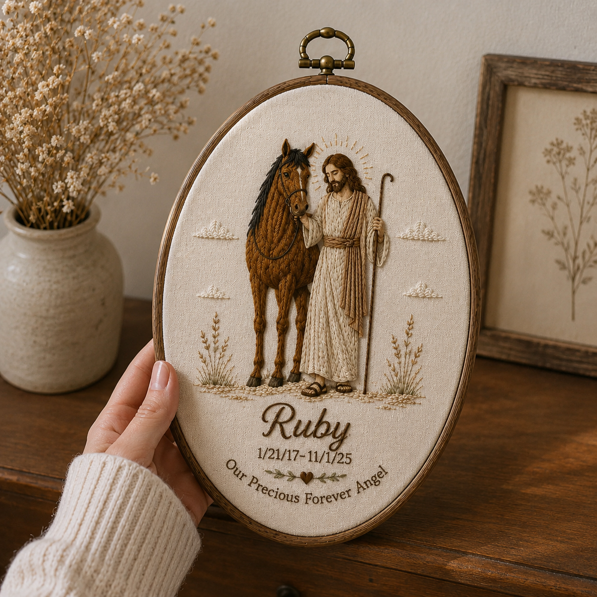 Christian pet memorial embroidery Hoop