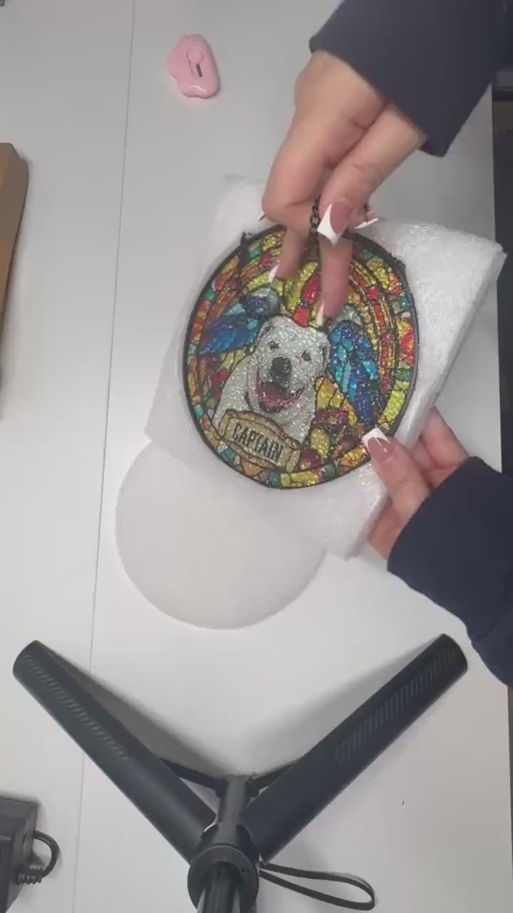 Personalized Pet Memorial Mosaic Art Round Suncatcher