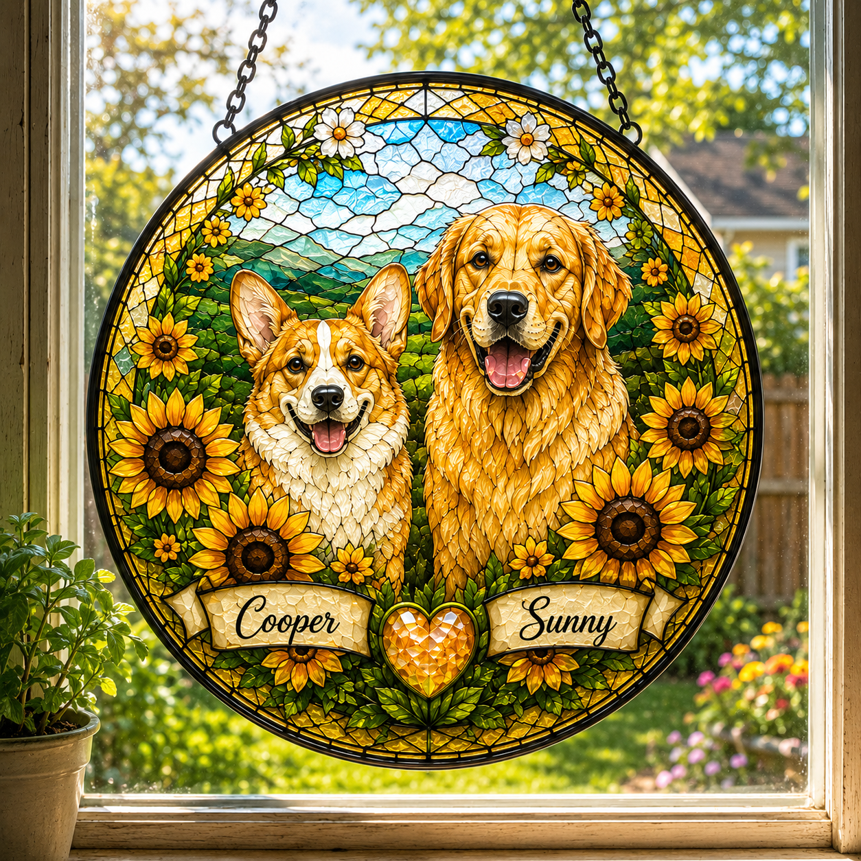 Custom Multiple Pet Stained Glass Suncatcher