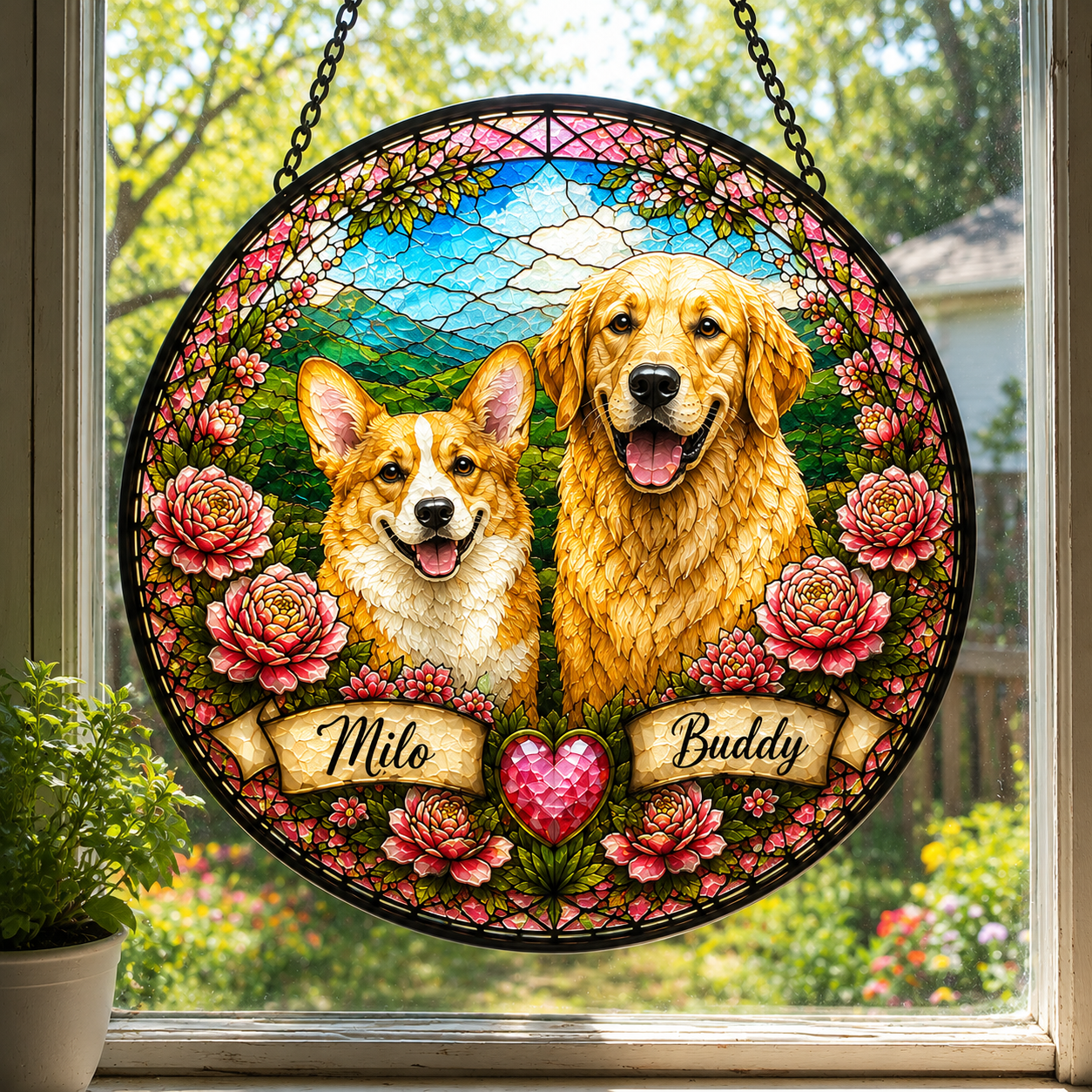 Custom Multiple Pet Stained Glass Suncatcher