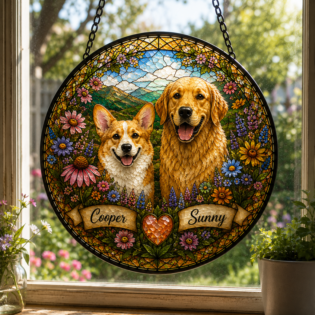 Custom Multiple Pet Stained Glass Suncatcher
