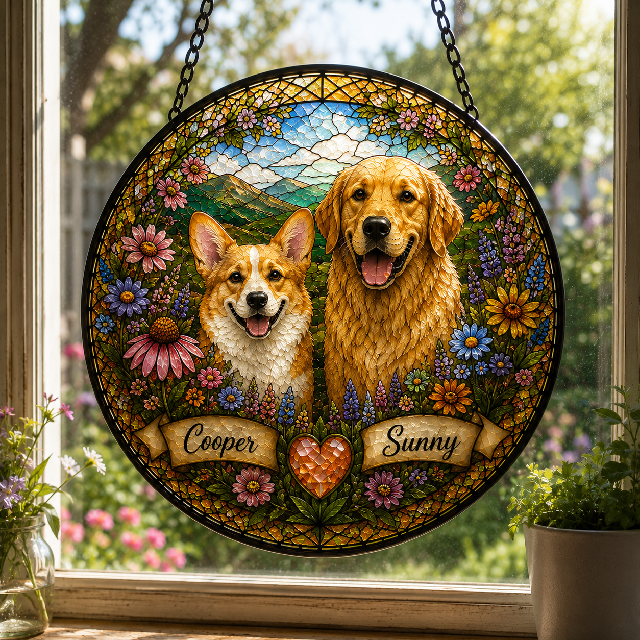 Custom Multiple Pet Stained Glass Suncatcher