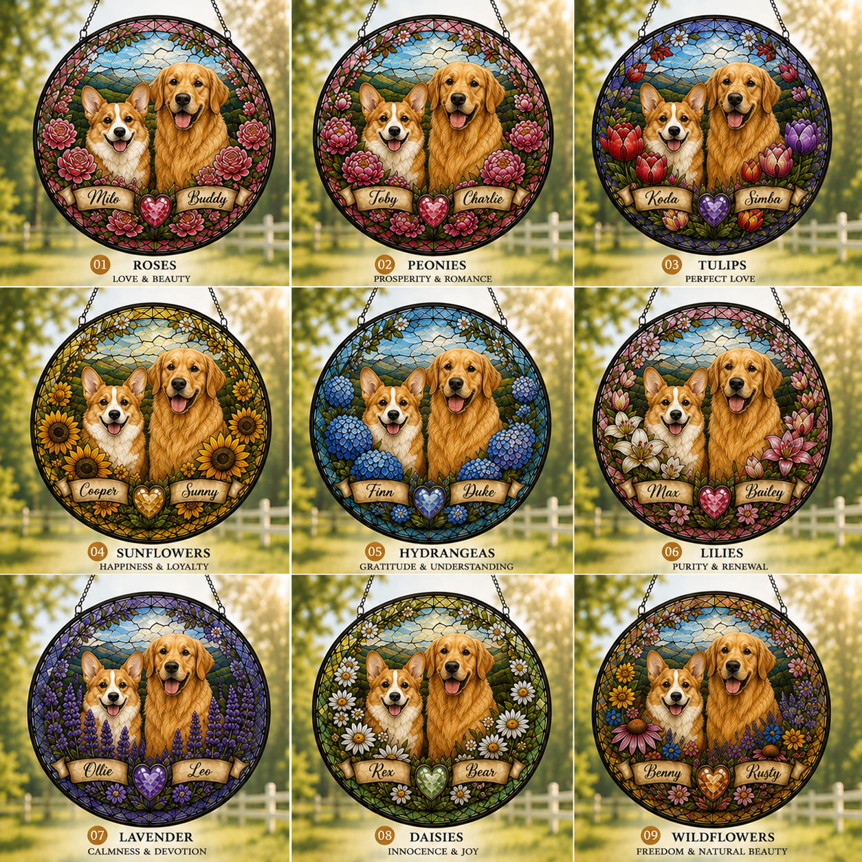 Custom Multiple Pet Stained Glass Suncatcher